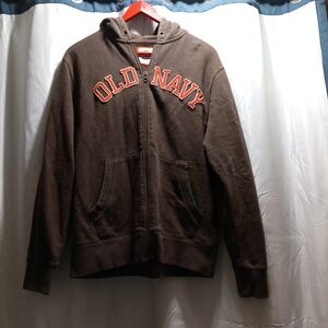 Old Navy Brown Hoodie with Orange Accents